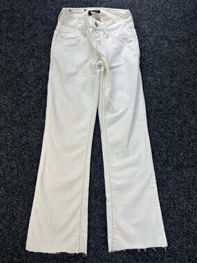 Vintage Rebel Cream Corduroy Flare Pants Women Size 25 Mid Rise Y2K